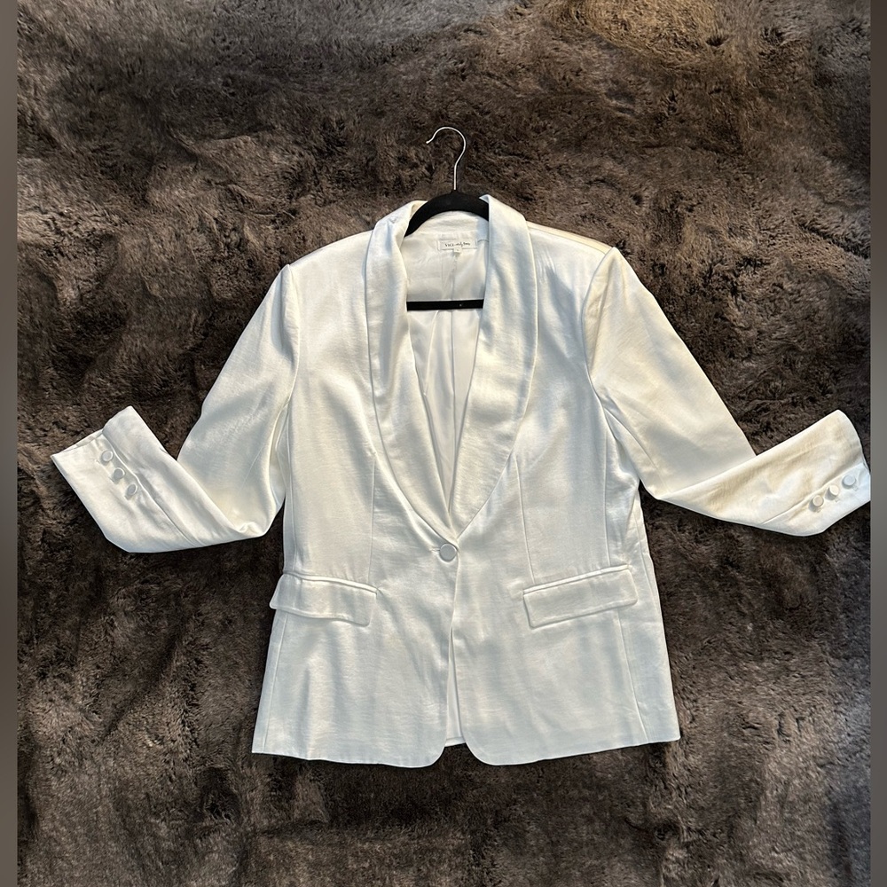White Satin Oversized Blazer